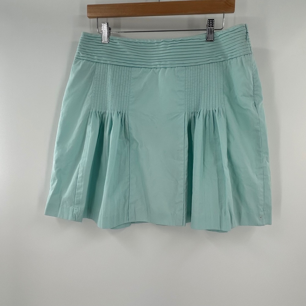 Tommy‎ Hilfiger Aqua Blue Pleated Pintuck A-Line Skirt Size 10 Cotton Lined